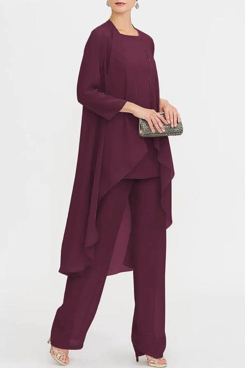 Three-Piece Floor Length Chiffon Mother Dress CM0074 - COCOMELODY