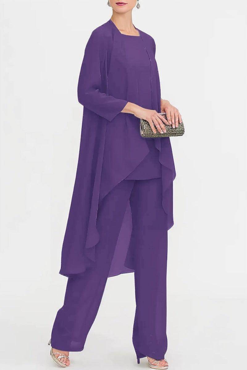 Three-Piece Floor Length Chiffon Mother Dress CM0074 - COCOMELODY