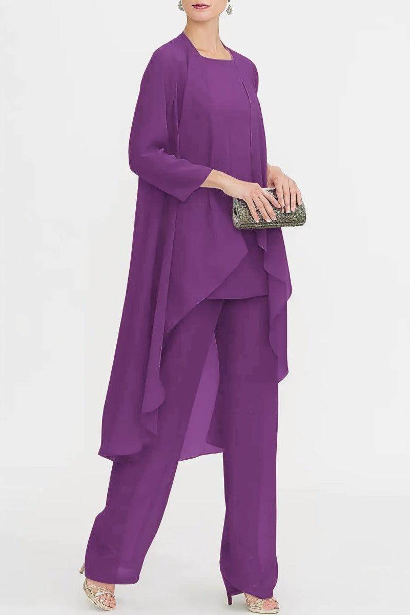 Three-Piece Floor Length Chiffon Mother Dress CM0074 - COCOMELODY