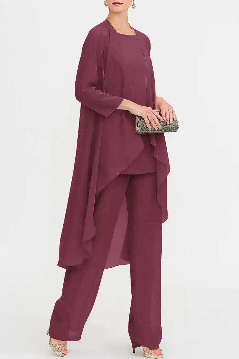 Three-Piece Floor Length Chiffon Mother Dress CM0074 - COCOMELODY