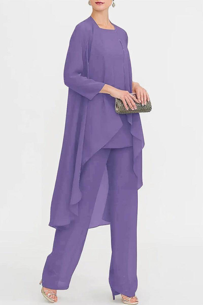 Three-Piece Floor Length Chiffon Mother Dress CM0074 - COCOMELODY