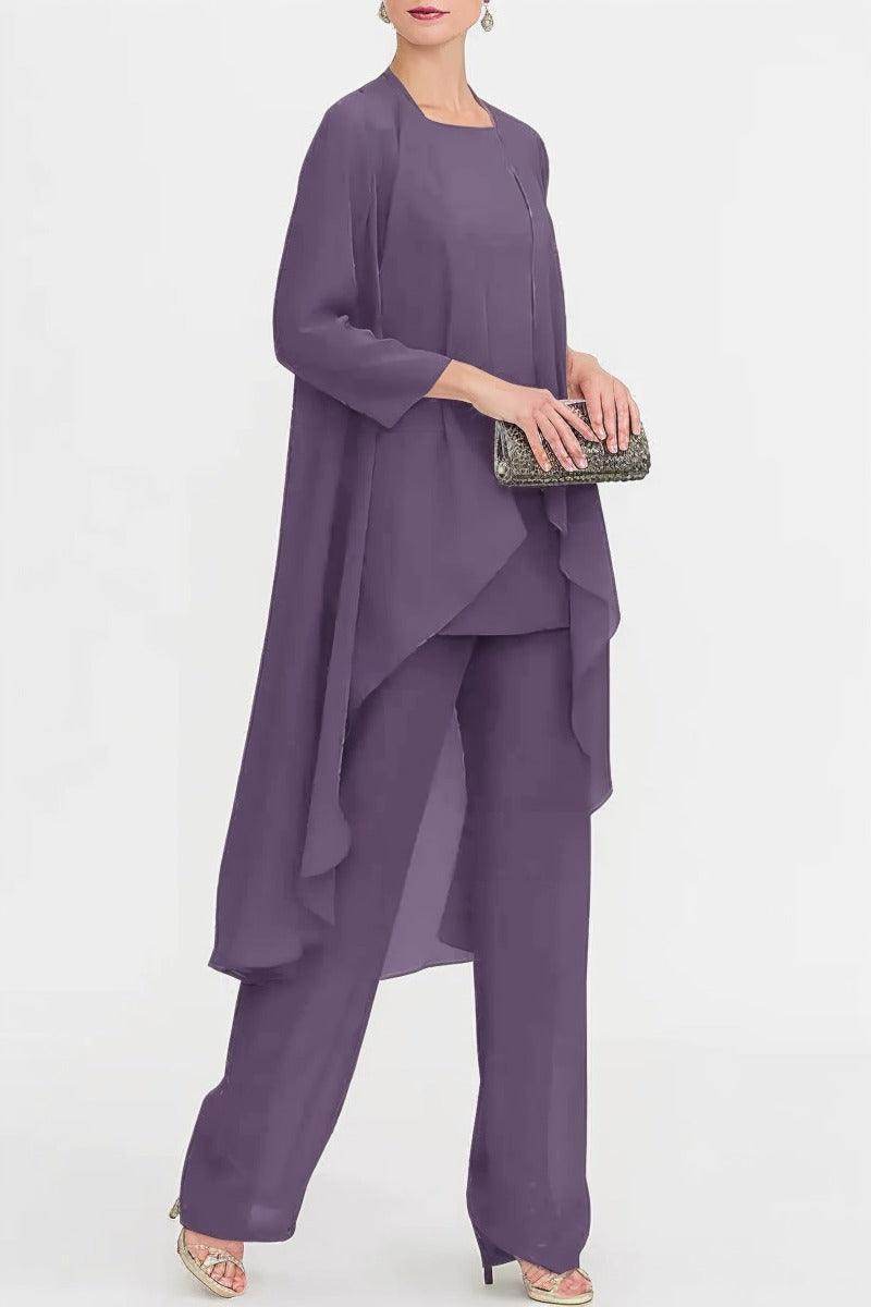 Three-Piece Floor Length Chiffon Mother Dress CM0074 - COCOMELODY