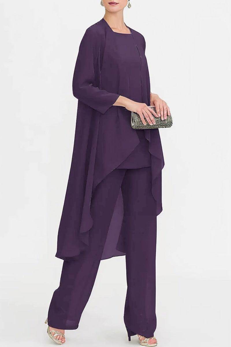 Three-Piece Floor Length Chiffon Mother Dress CM0074 - COCOMELODY