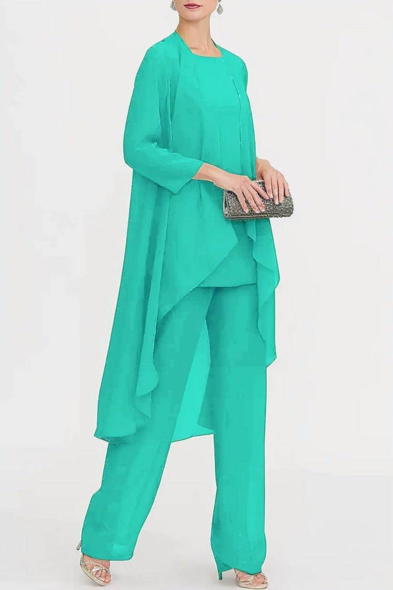 Three-Piece Floor Length Chiffon Mother Dress CM0074 - COCOMELODY