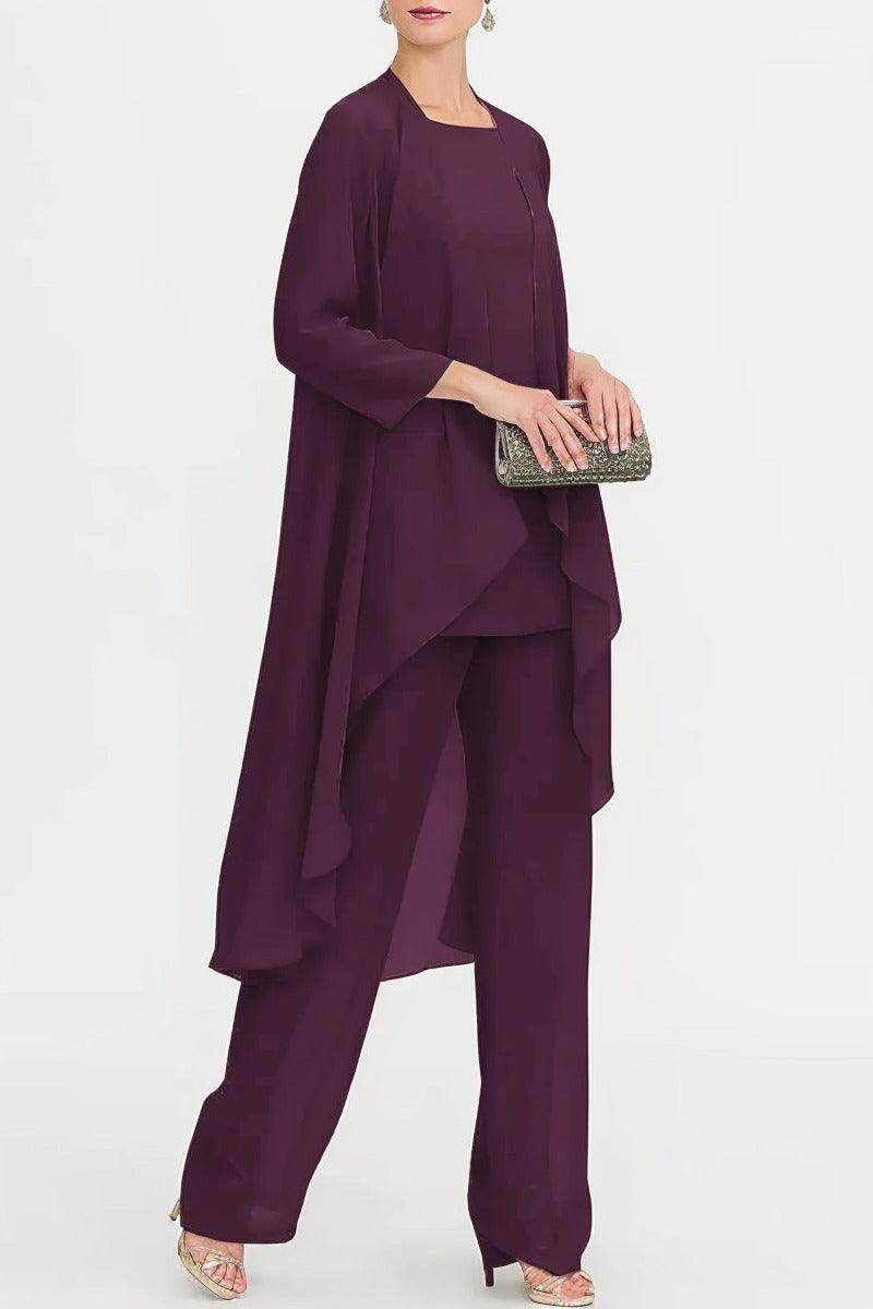 Three-Piece Floor Length Chiffon Mother Dress CM0074 - COCOMELODY