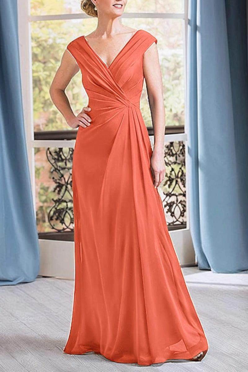 A-Line Floor Length Chiffon Mother Dress CM0076 - COCOMELODY