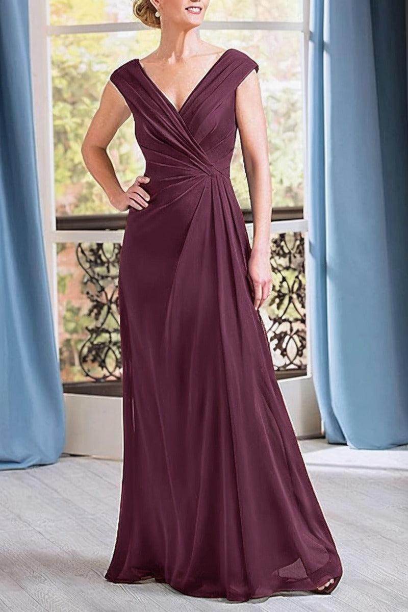 A-Line Floor Length Chiffon Mother Dress CM0076 - COCOMELODY