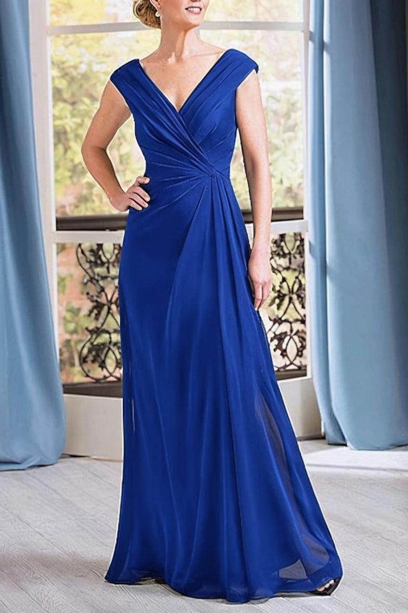 A-Line Floor Length Chiffon Mother Dress CM0076 - COCOMELODY