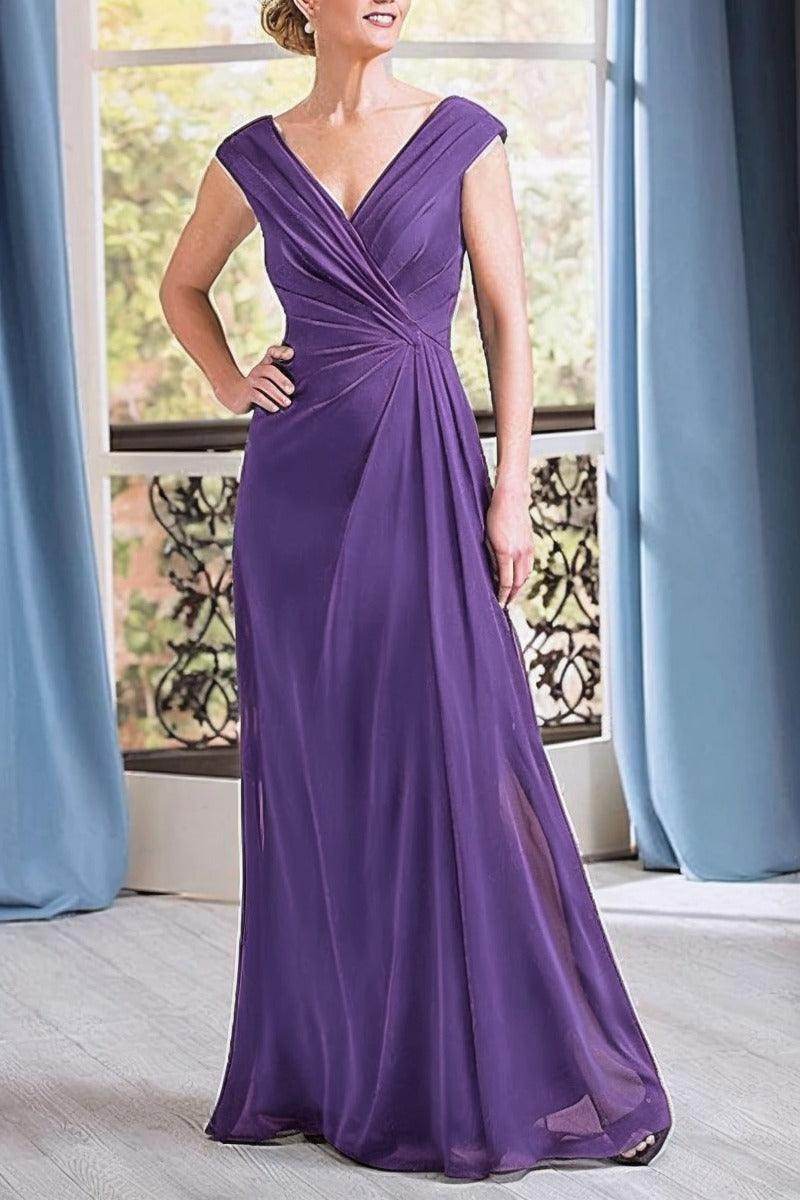 A-Line Floor Length Chiffon Mother Dress CM0076 - COCOMELODY