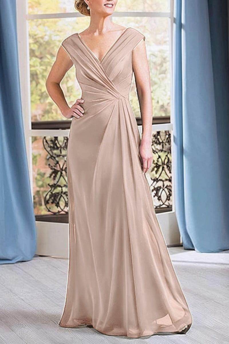 A-Line Floor Length Chiffon Mother Dress CM0076 - COCOMELODY