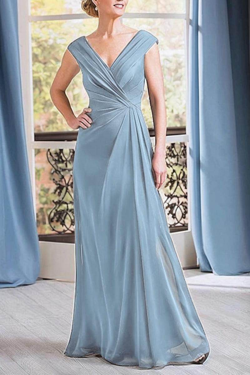 A-Line Floor Length Chiffon Mother Dress CM0076 - COCOMELODY