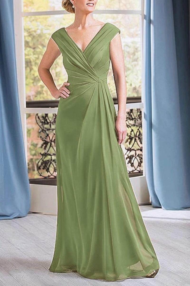A-Line Floor Length Chiffon Mother Dress CM0076 - COCOMELODY