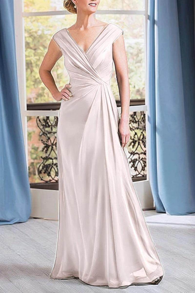 A-Line Floor Length Chiffon Mother Dress CM0076 - COCOMELODY