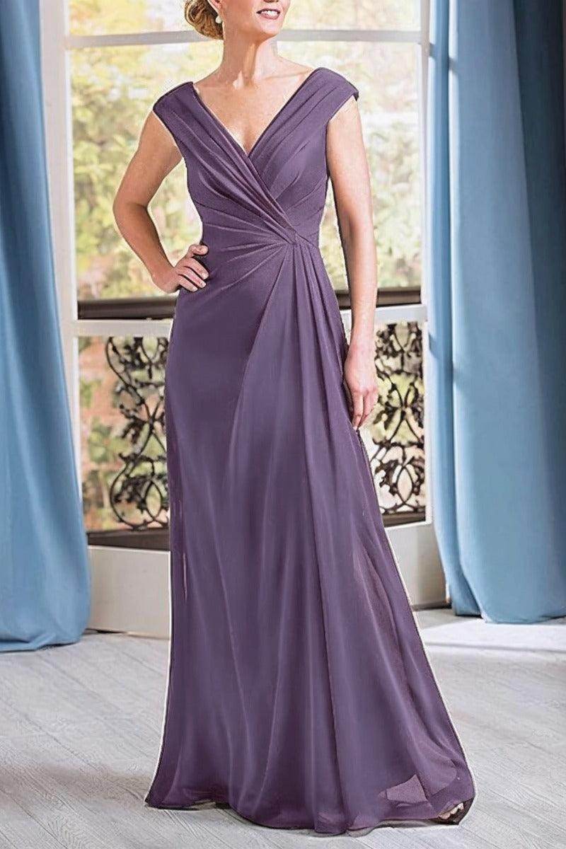 A-Line Floor Length Chiffon Mother Dress CM0076 - COCOMELODY