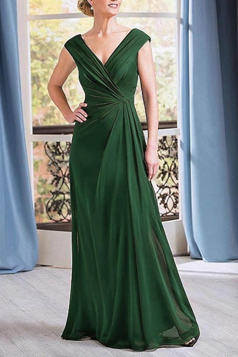 A-Line Floor Length Chiffon Mother Dress CM0076 - COCOMELODY