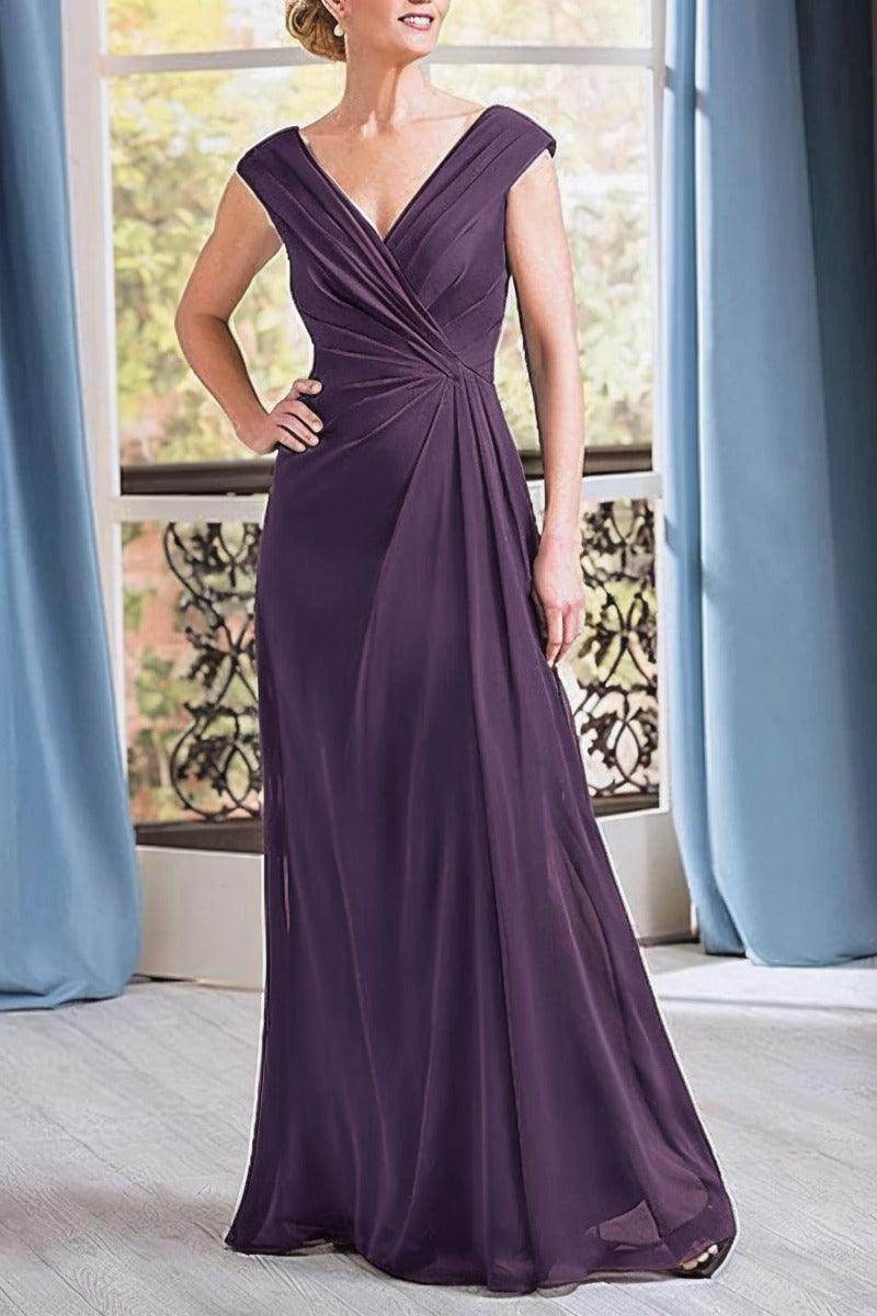 A-Line Floor Length Chiffon Mother Dress CM0076 - COCOMELODY