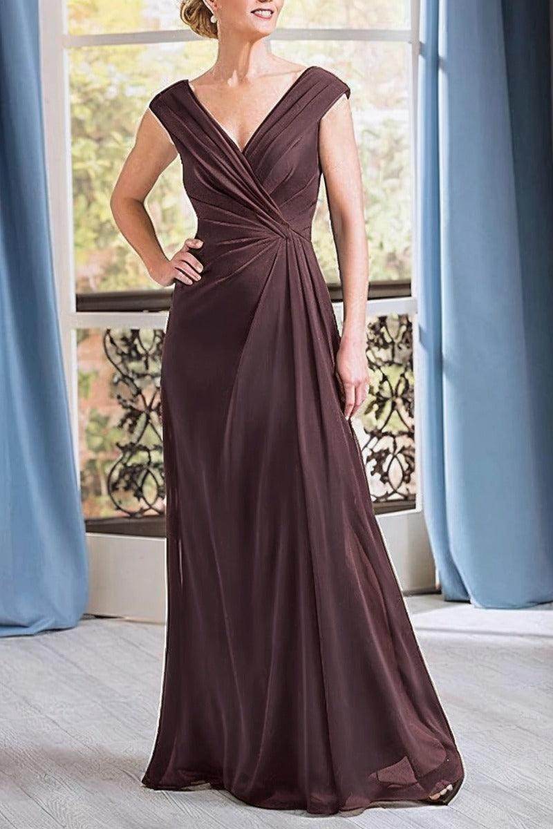 A-Line Floor Length Chiffon Mother Dress CM0076 - COCOMELODY