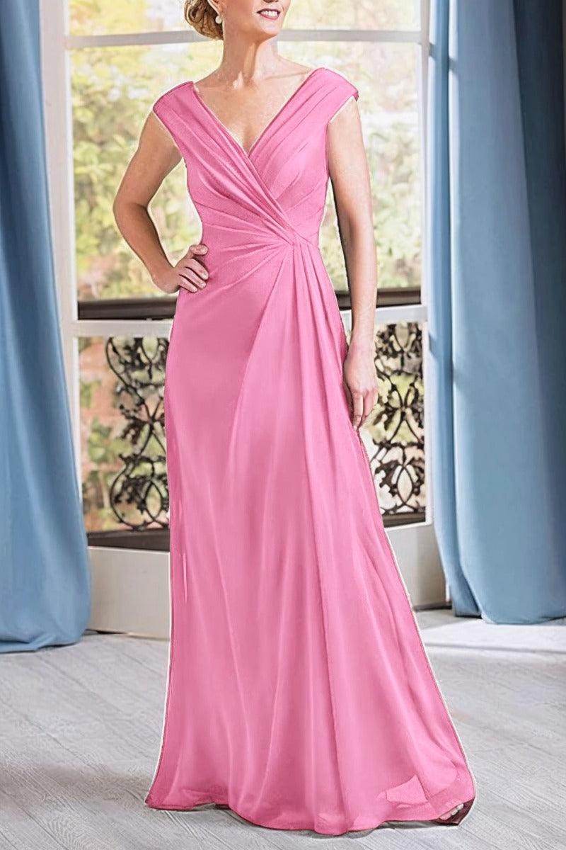 A-Line Floor Length Chiffon Mother Dress CM0076 - COCOMELODY