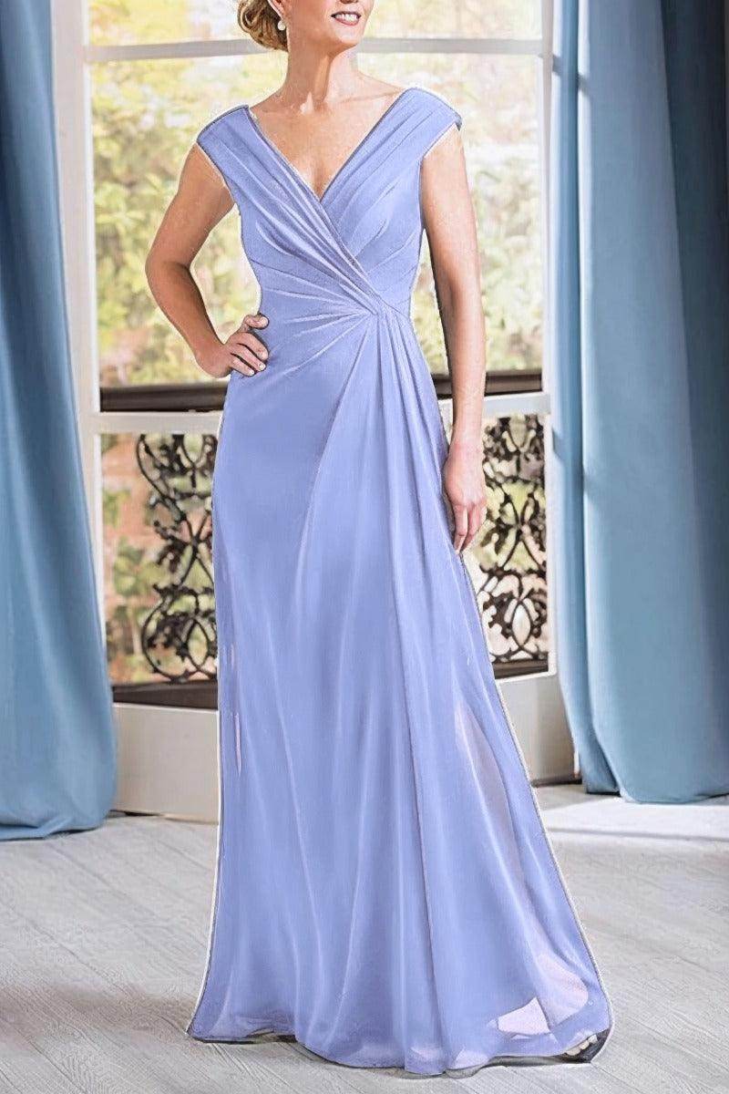 A-Line Floor Length Chiffon Mother Dress CM0076 - COCOMELODY