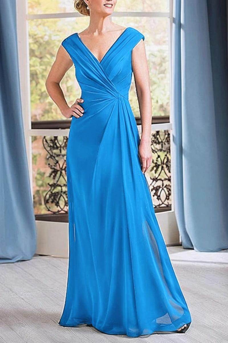 A-Line Floor Length Chiffon Mother Dress CM0076 - COCOMELODY