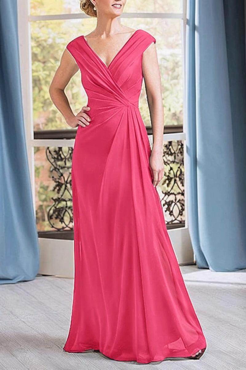 A-Line Floor Length Chiffon Mother Dress CM0076 - COCOMELODY