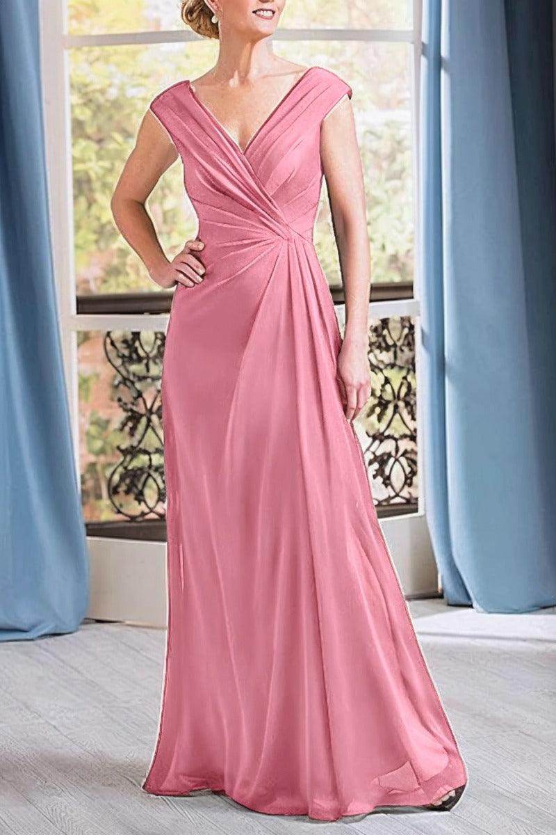 A-Line Floor Length Chiffon Mother Dress CM0076 - COCOMELODY