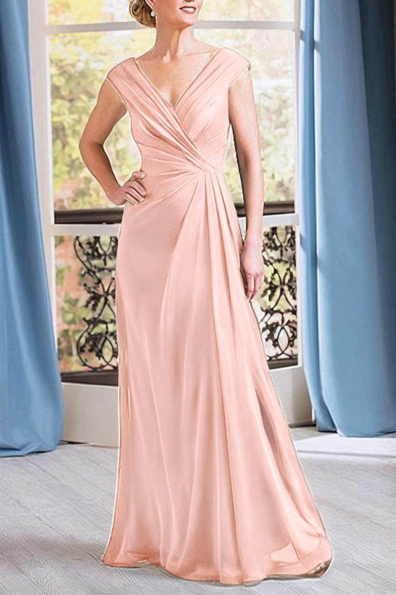 A-Line Floor Length Chiffon Mother Dress CM0076 - COCOMELODY