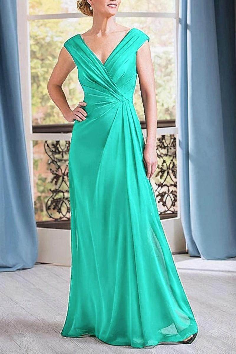 A-Line Floor Length Chiffon Mother Dress CM0076 - COCOMELODY