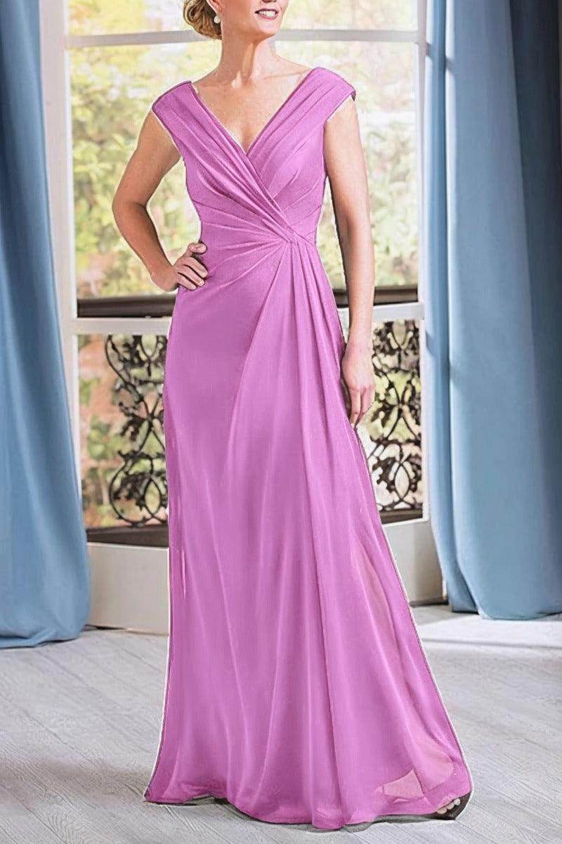 A-Line Floor Length Chiffon Mother Dress CM0076 - COCOMELODY