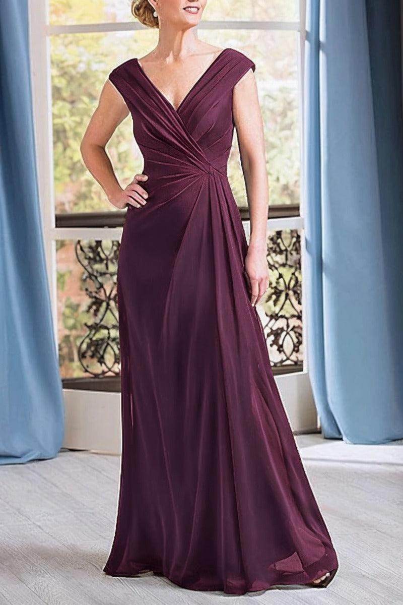 A-Line Floor Length Chiffon Mother Dress CM0076 - COCOMELODY