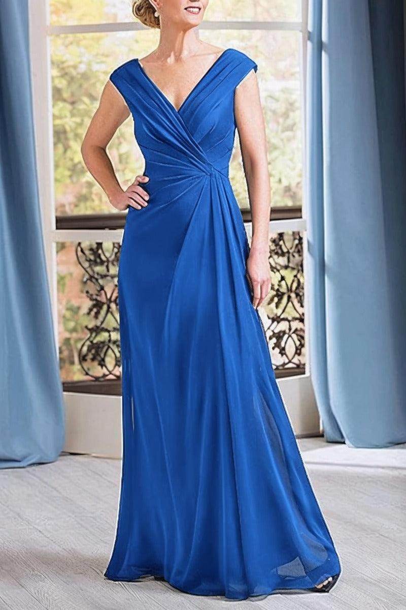 A-Line Floor Length Chiffon Mother Dress CM0076 - COCOMELODY