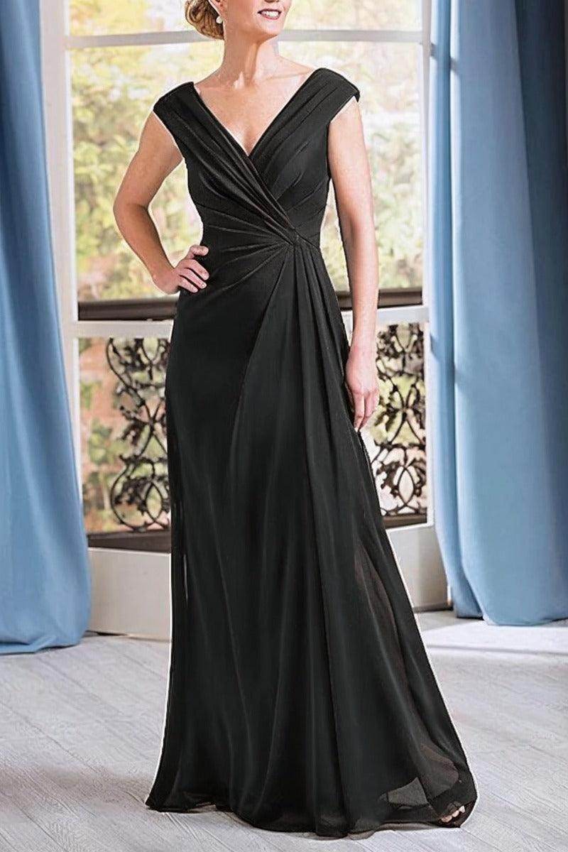 A-Line Floor Length Chiffon Mother Dress CM0076 - COCOMELODY