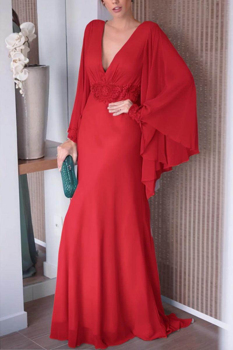 Sheath-Column Sweep-Brush Train Chiffon Mother Dress CM0077 - COCOMELODY