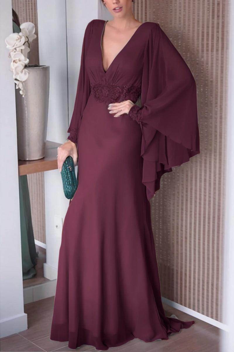 Sheath-Column Sweep-Brush Train Chiffon Mother Dress CM0077 - COCOMELODY