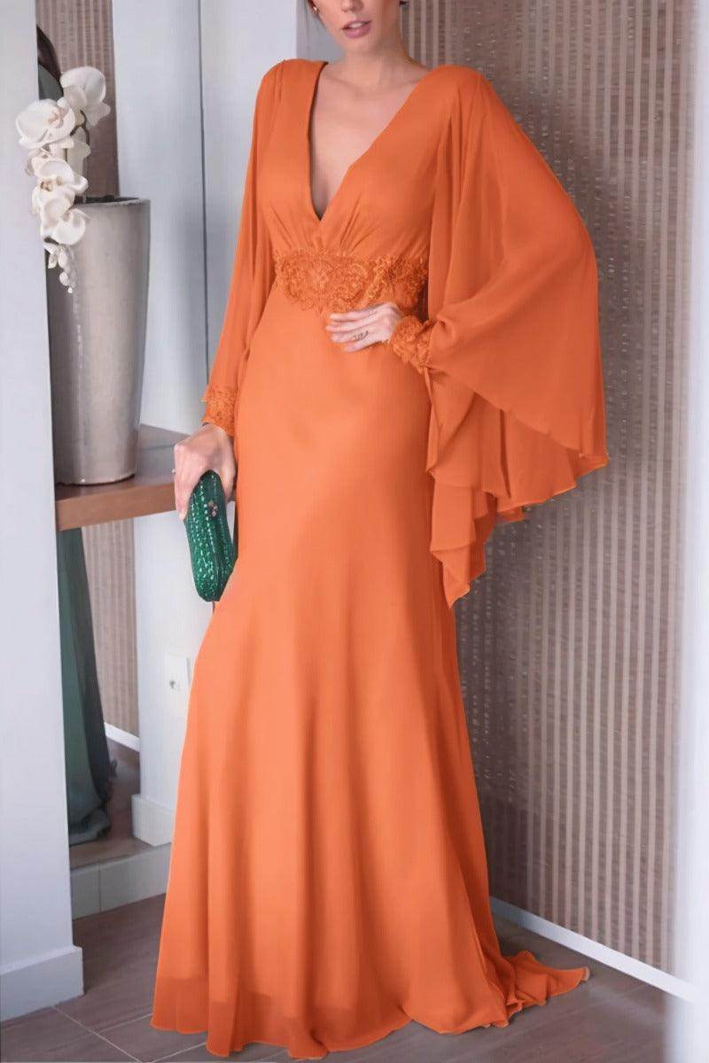 Sheath-Column Sweep-Brush Train Chiffon Mother Dress CM0077 - COCOMELODY