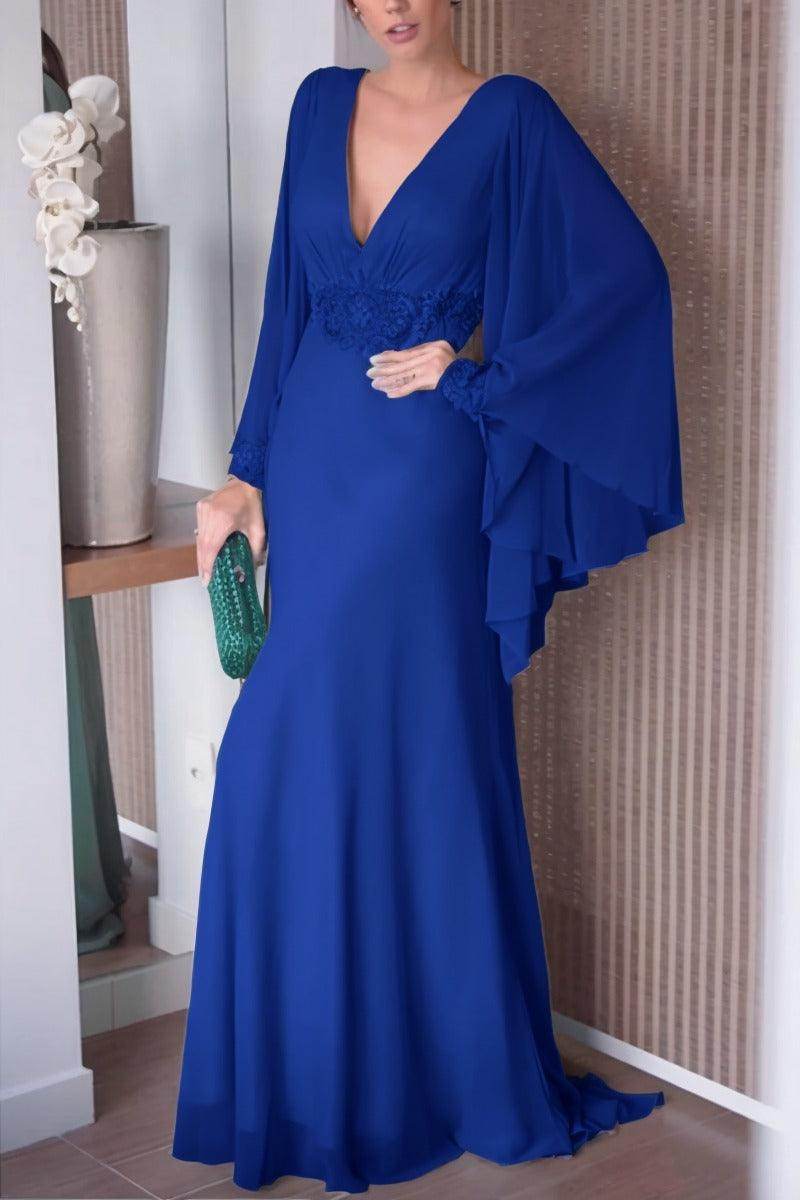 Sheath-Column Sweep-Brush Train Chiffon Mother Dress CM0077 - COCOMELODY