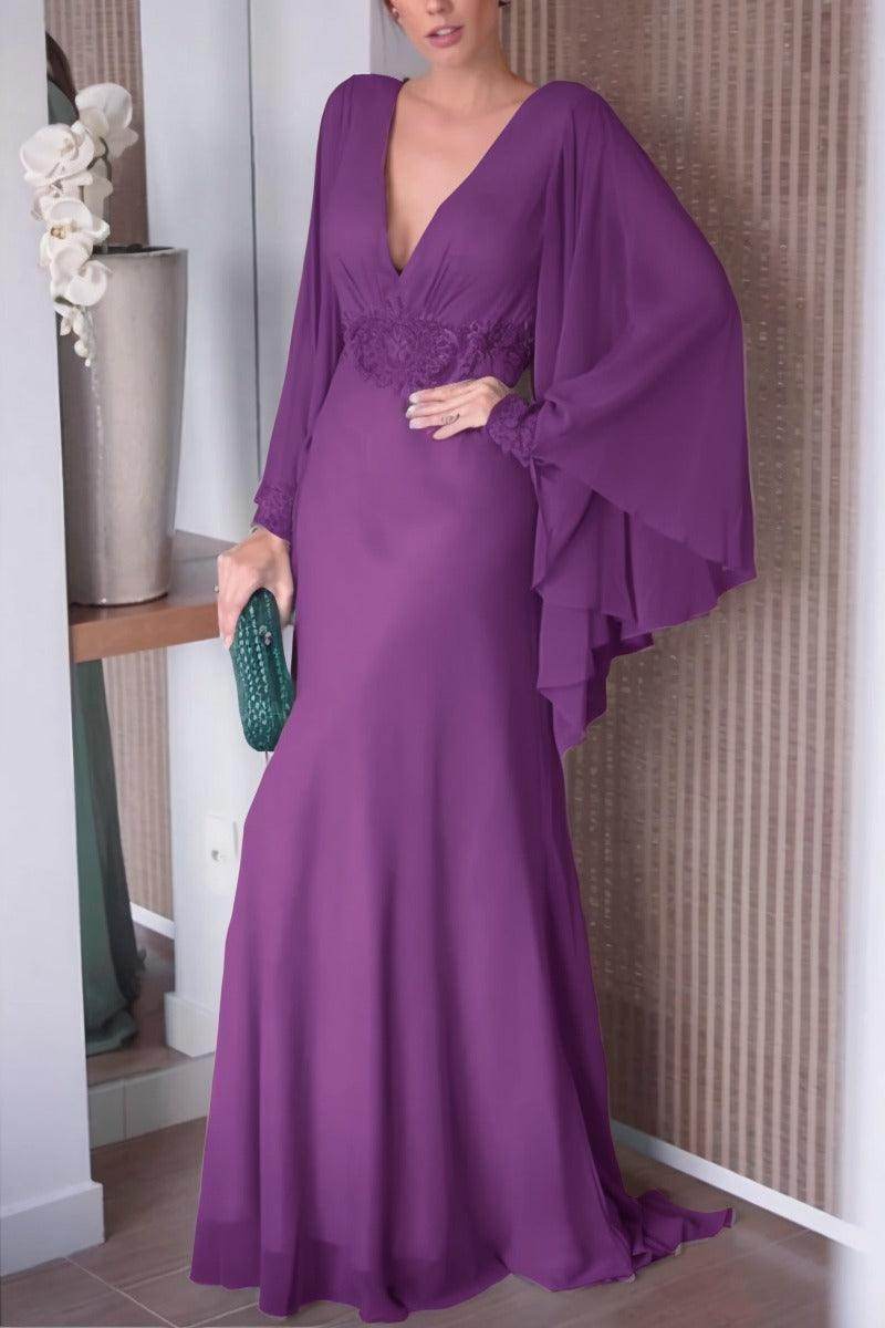 Sheath-Column Sweep-Brush Train Chiffon Mother Dress CM0077 - COCOMELODY