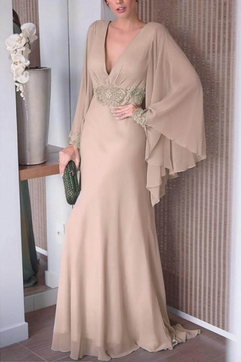 Sheath-Column Sweep-Brush Train Chiffon Mother Dress CM0077 - COCOMELODY