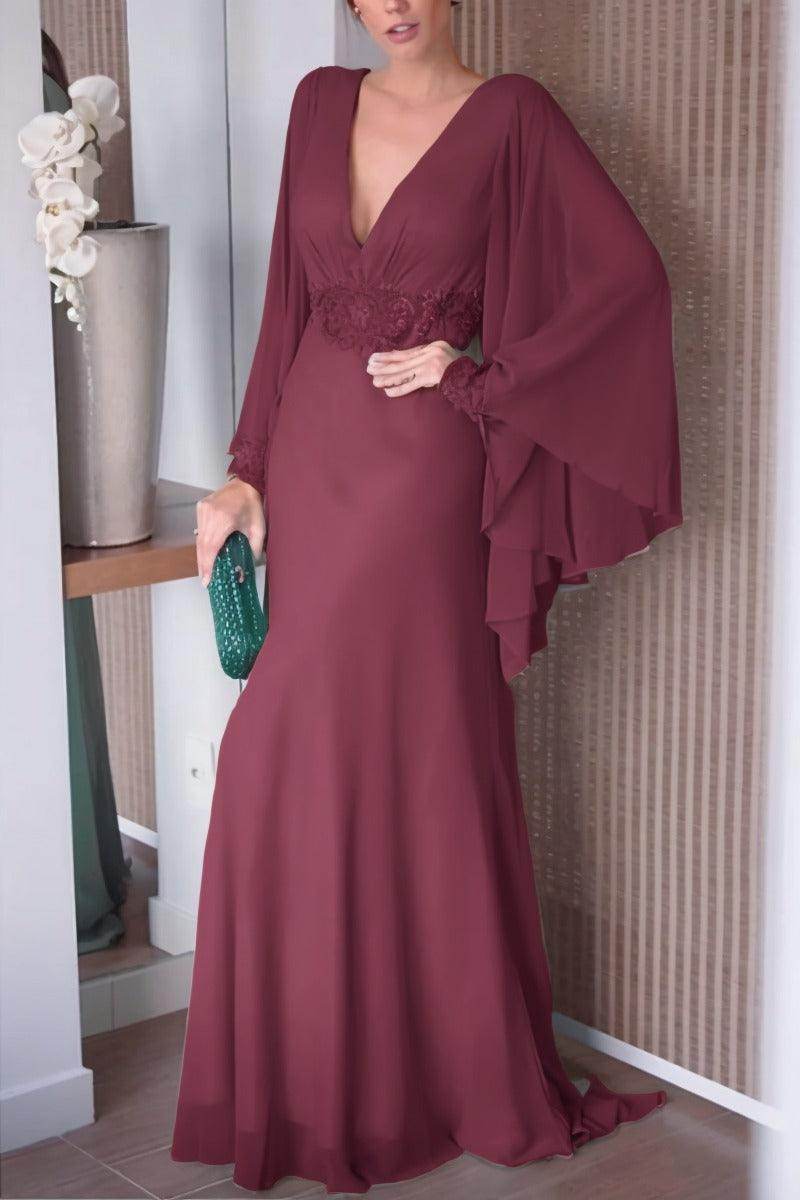 Sheath-Column Sweep-Brush Train Chiffon Mother Dress CM0077 - COCOMELODY