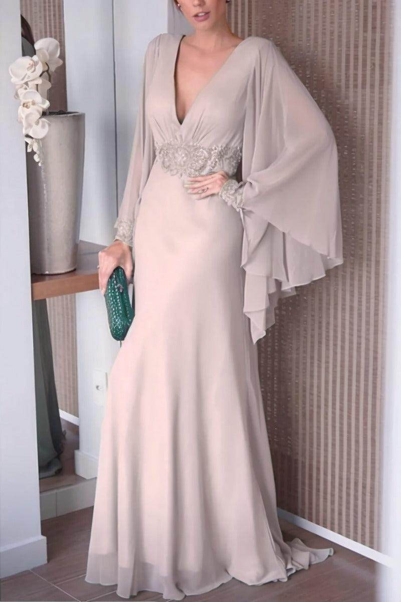 Sheath-Column Sweep-Brush Train Chiffon Mother Dress CM0077 - COCOMELODY