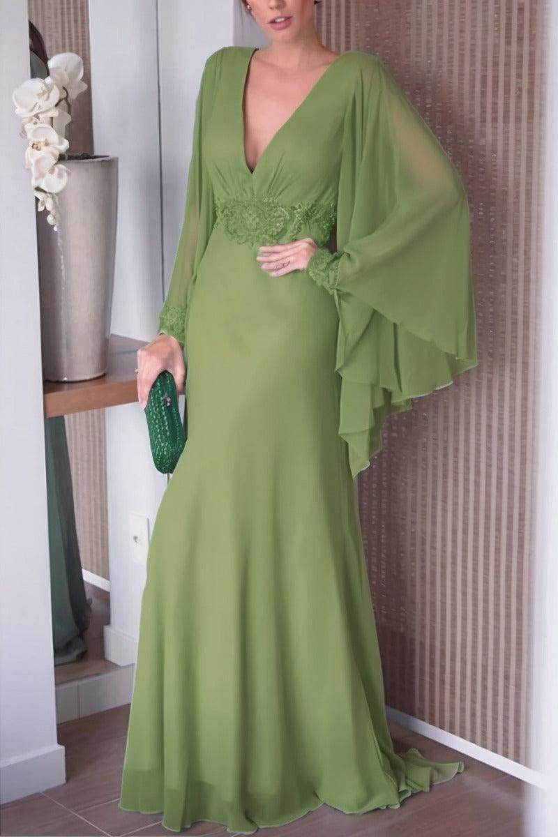 Sheath-Column Sweep-Brush Train Chiffon Mother Dress CM0077 - COCOMELODY