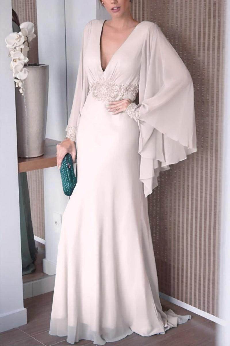 Sheath-Column Sweep-Brush Train Chiffon Mother Dress CM0077 - COCOMELODY