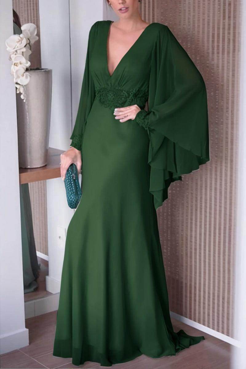 Sheath-Column Sweep-Brush Train Chiffon Mother Dress CM0077 - COCOMELODY