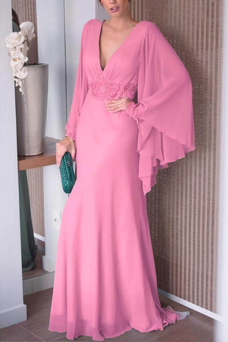 Sheath-Column Sweep-Brush Train Chiffon Mother Dress CM0077 - COCOMELODY