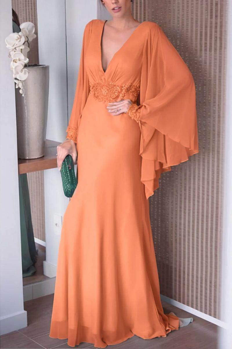 Sheath-Column Sweep-Brush Train Chiffon Mother Dress CM0077 - COCOMELODY