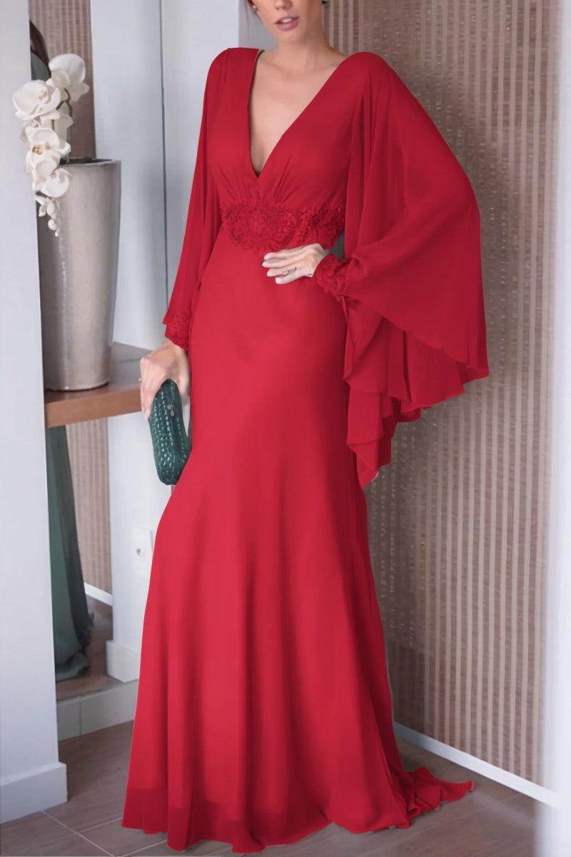 Sheath-Column Sweep-Brush Train Chiffon Mother Dress CM0077 - COCOMELODY