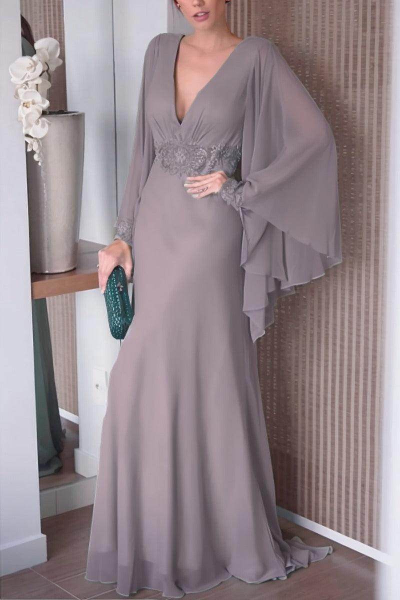 Sheath-Column Sweep-Brush Train Chiffon Mother Dress CM0077 - COCOMELODY