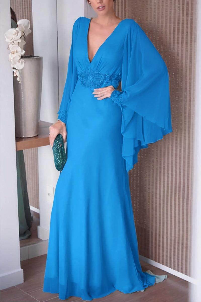 Sheath-Column Sweep-Brush Train Chiffon Mother Dress CM0077 - COCOMELODY