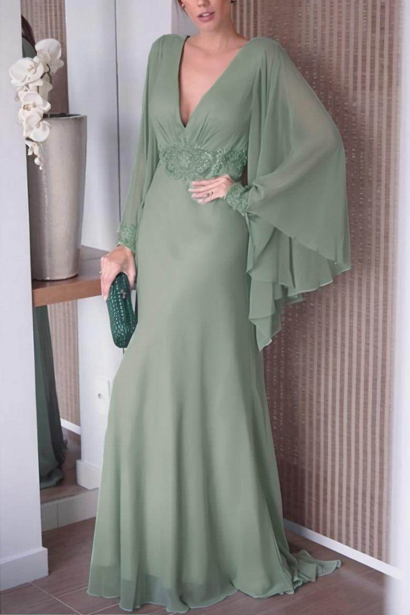 Sheath-Column Sweep-Brush Train Chiffon Mother Dress CM0077 - COCOMELODY