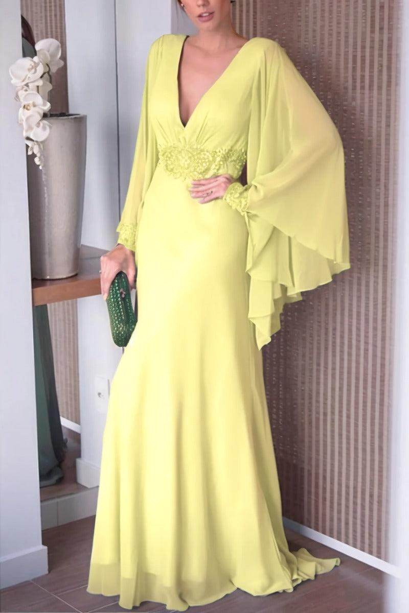 Sheath-Column Sweep-Brush Train Chiffon Mother Dress CM0077 - COCOMELODY